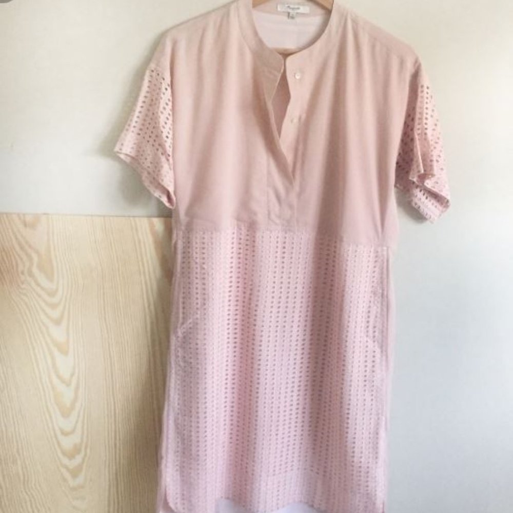 Madewell Pink Eyelet Shift Dress
